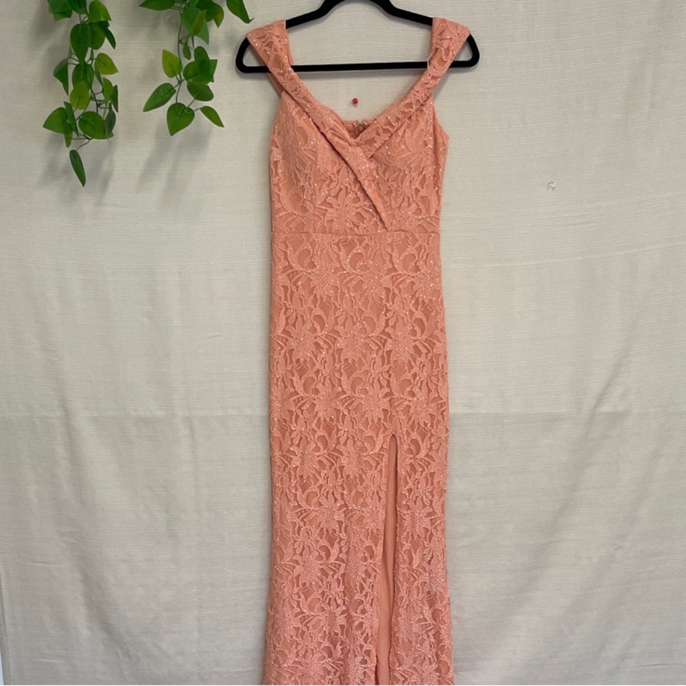 City Studio Blush Lace Maxi Dress